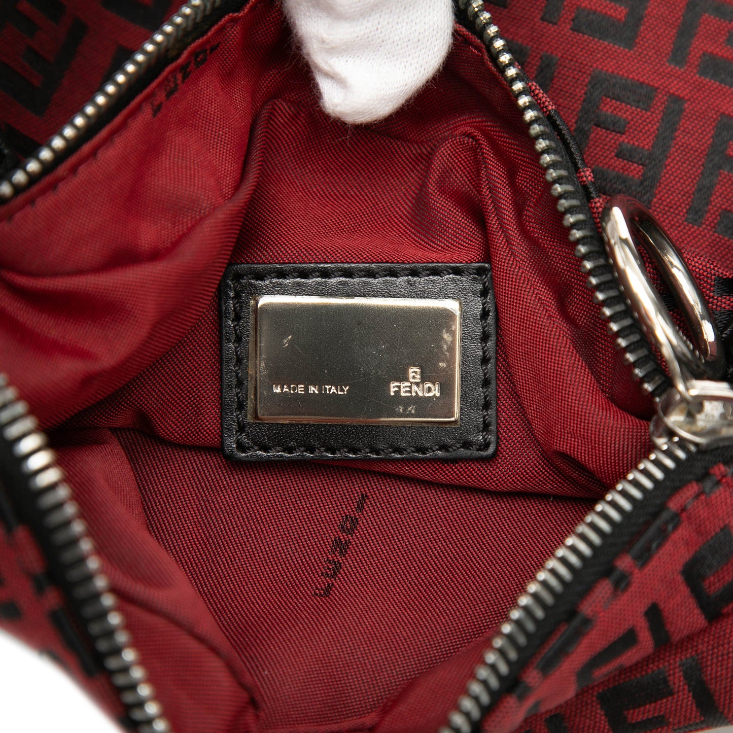 Fendi Zucchino Canvas Oyster Shoulder Bag