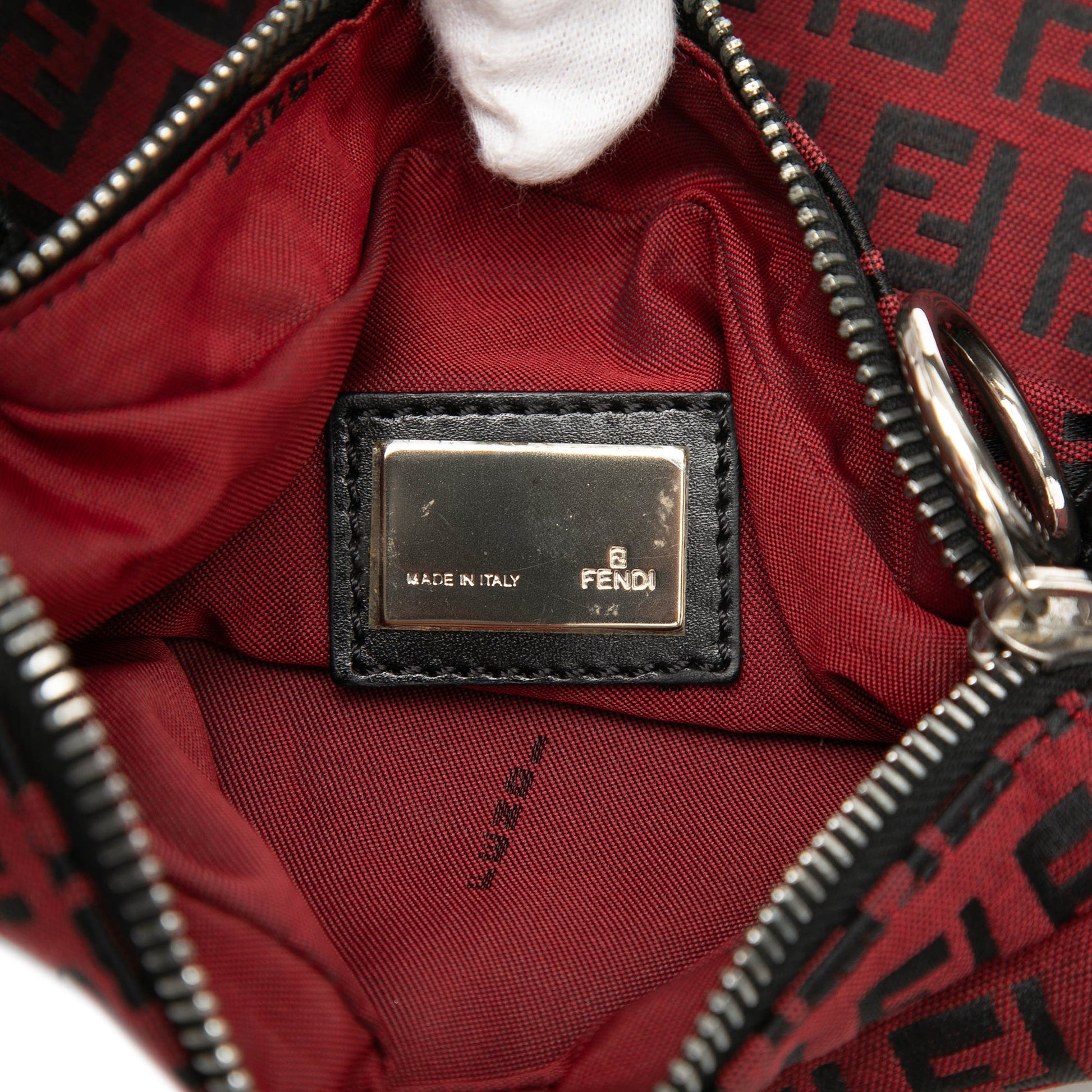 Fendi Zucchino Canvas Oyster Shoulder Bag