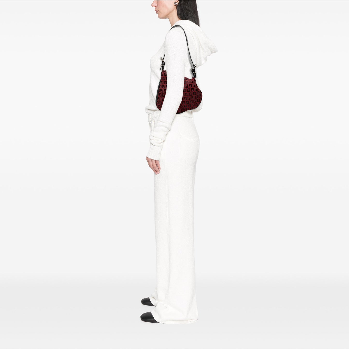 Fendi Zucchino Canvas Oyster Shoulder Bag