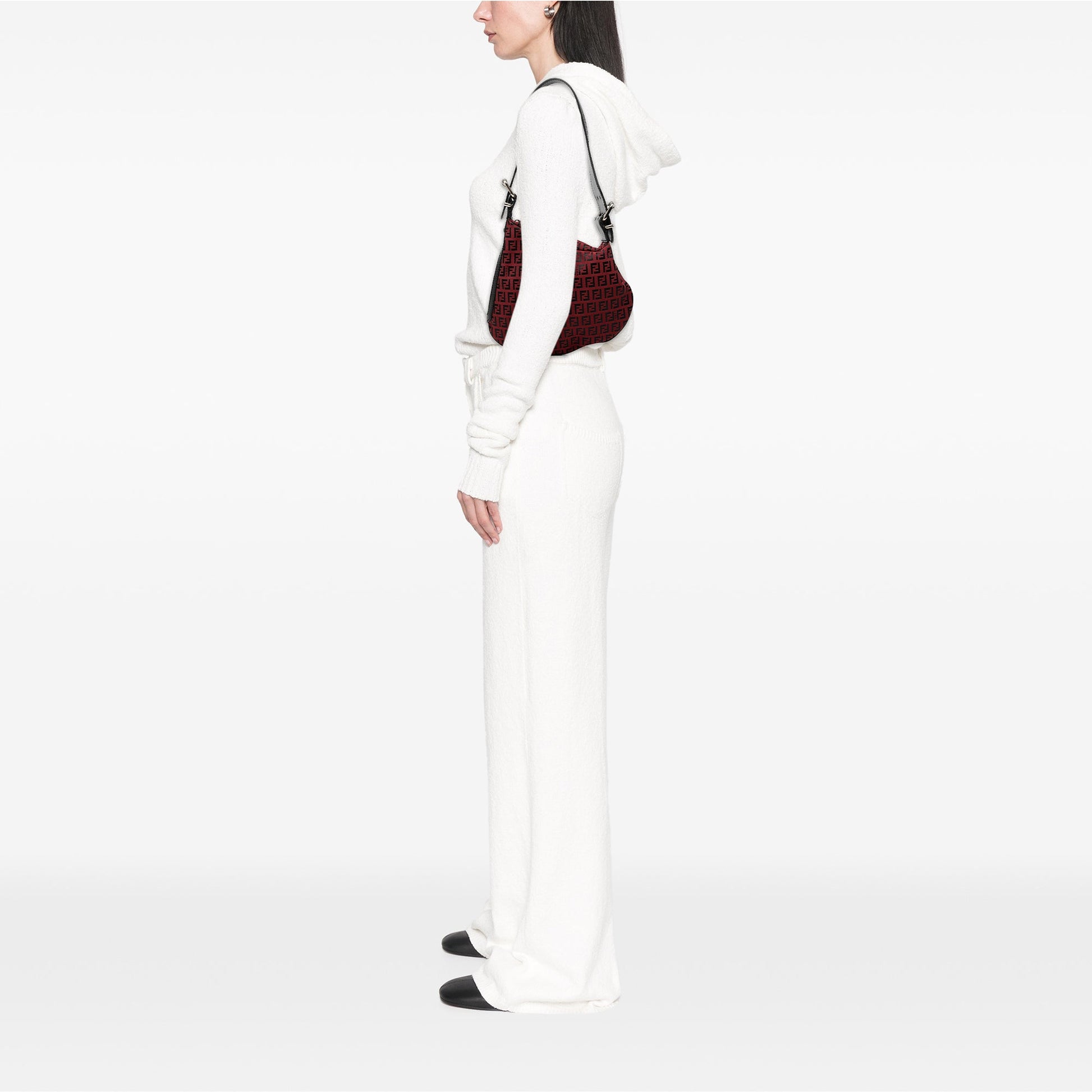 Fendi Zucchino Canvas Oyster Shoulder Bag
