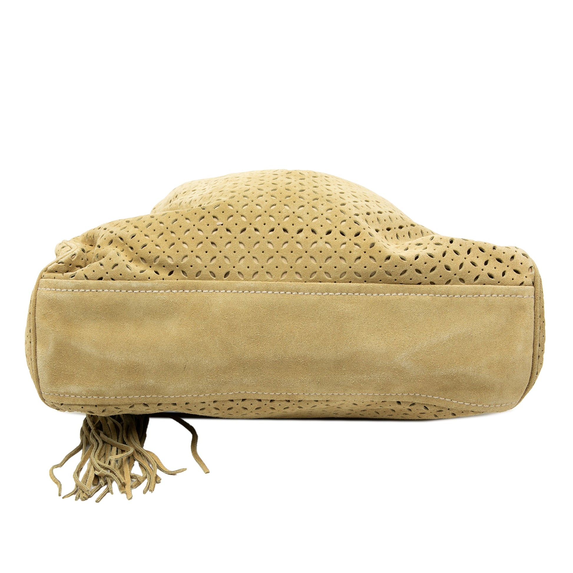 Miu Miu Laser Cut Suede Bamboo Top Handle Bag