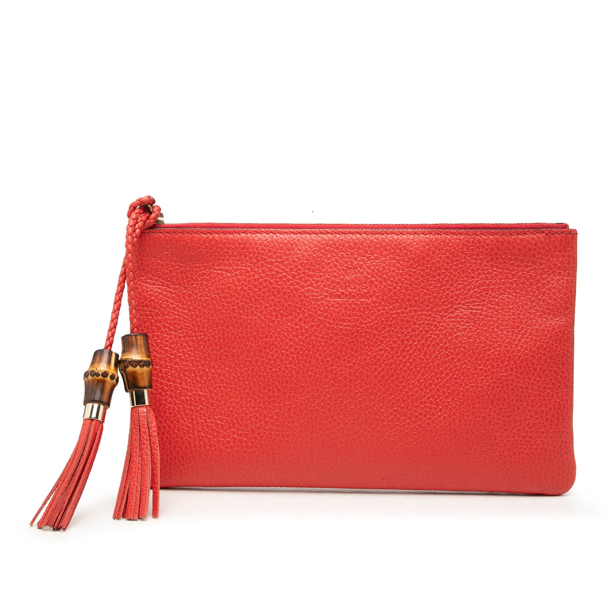 Gucci Calfskin Bamboo Clutch — Red