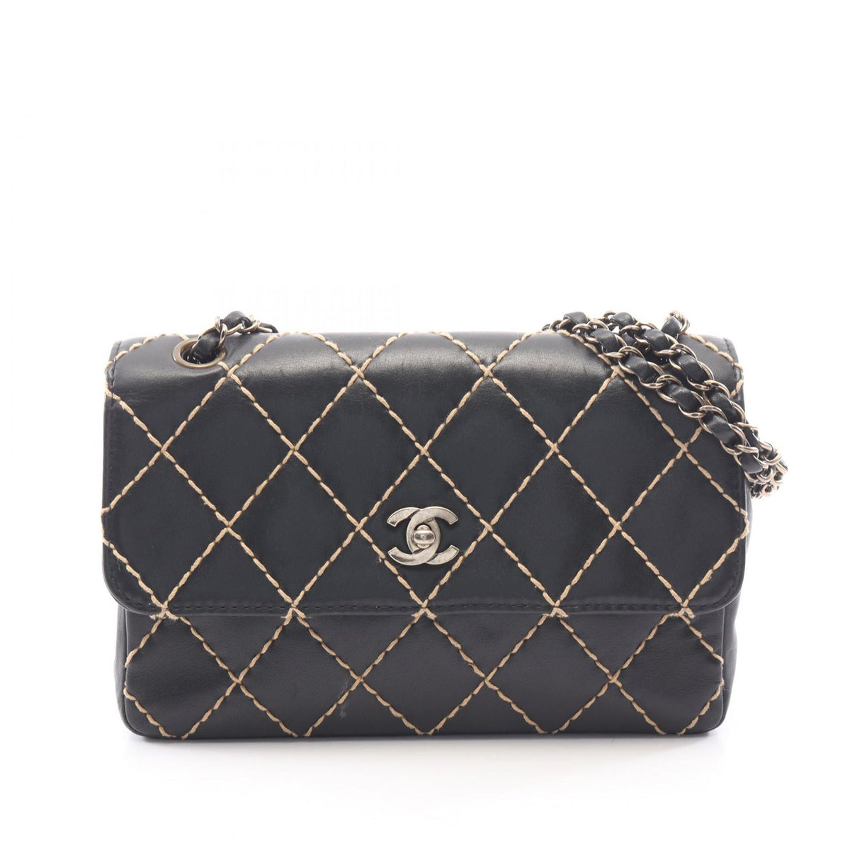 Chanel CC Calfskin Wild Stitch Flap — Black