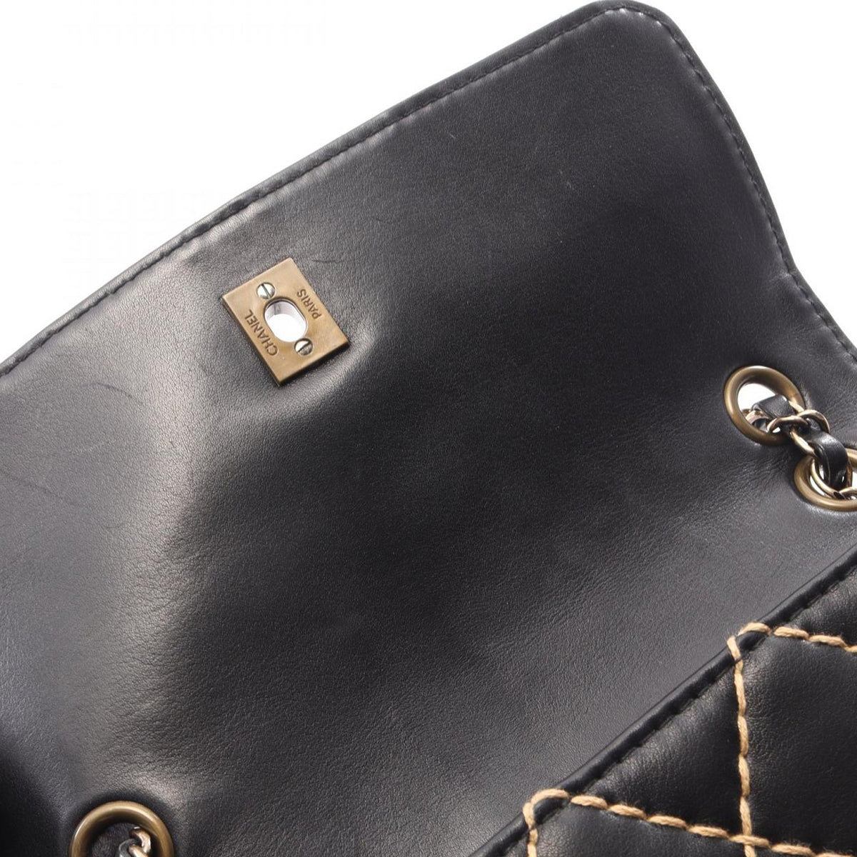 Chanel CC Calfskin Wild Stitch Flap — Black