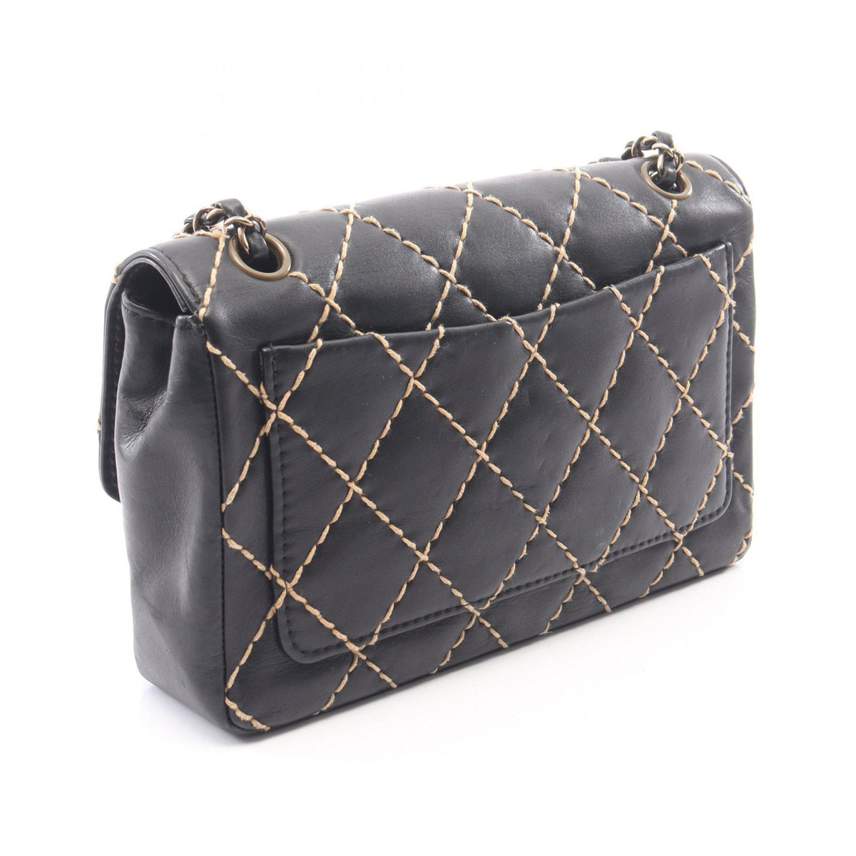 Chanel CC Calfskin Wild Stitch Flap — Black