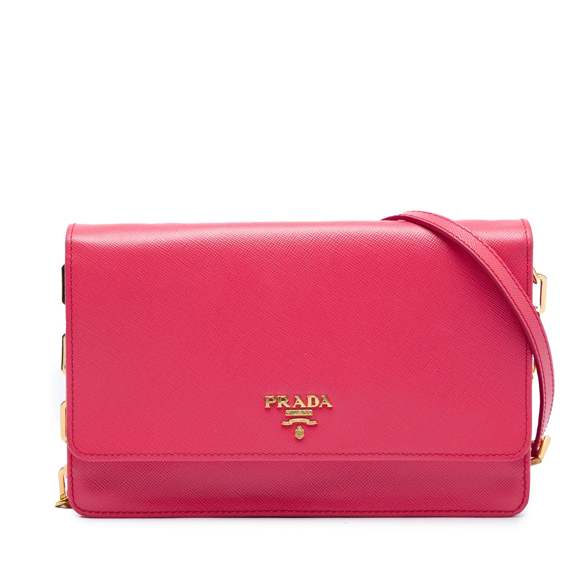 Prada Saffiano Wallet on Chain — Pink