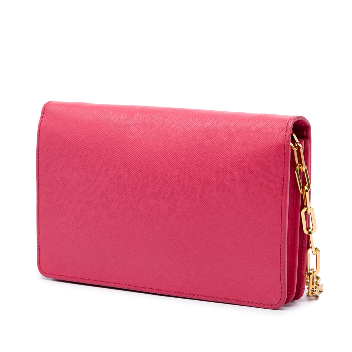 Prada Saffiano Wallet on Chain — Pink