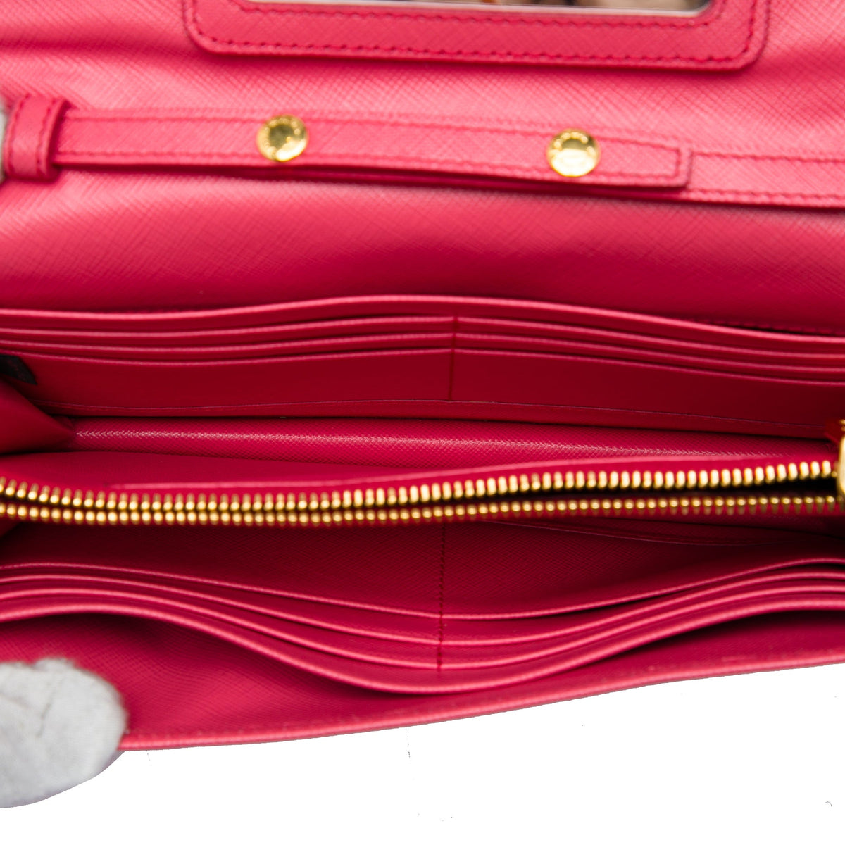 Prada Saffiano Wallet on Chain — Pink