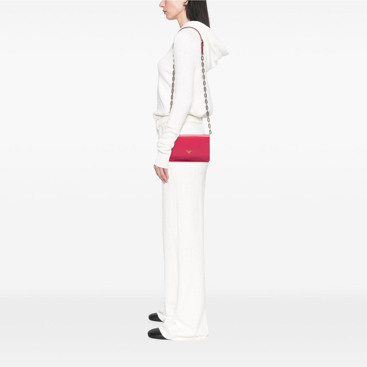Prada Saffiano Wallet on Chain — Pink