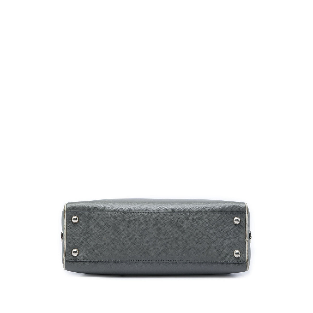 Prada Saffiano Lux Pyramid Frame Handbag — Gray