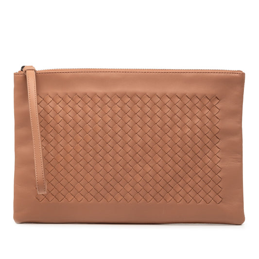 Bottega Veneta Nappa Intrecciato Zip Wristlet Pouch