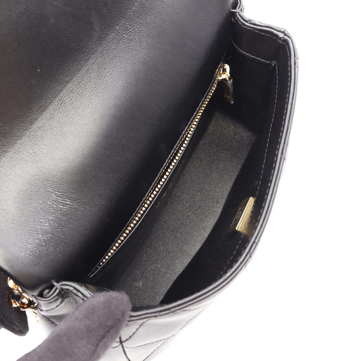 Chanel Small Quilted Lambskin Resin Top Handle Flap — Black