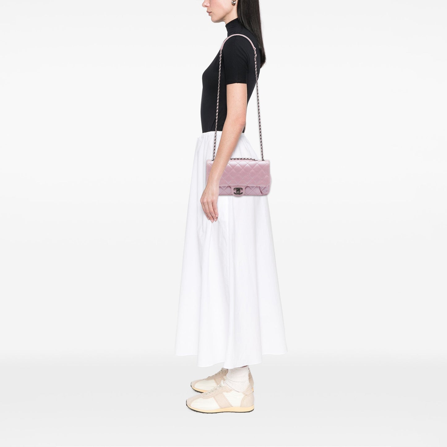 Chanel Medium Quilted Metallic Calfskin Coco Pleats Chain Flap