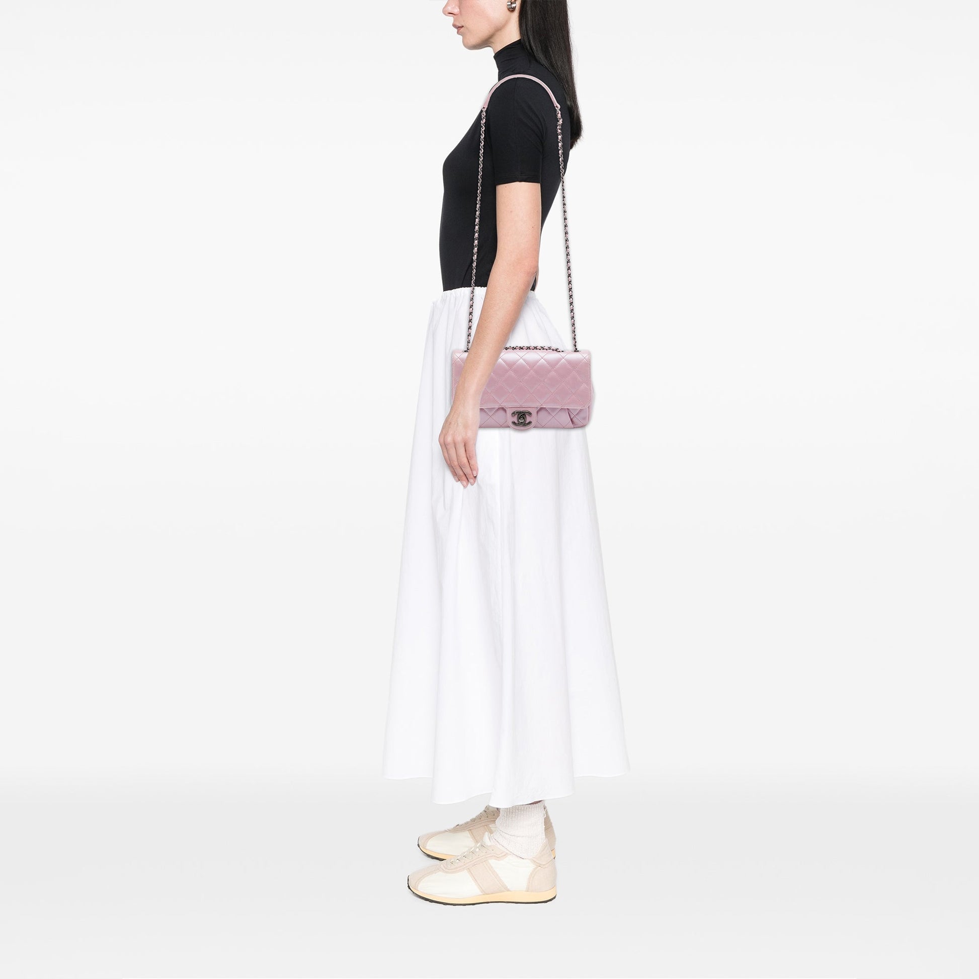 Chanel Medium Quilted Metallic Calfskin Coco Pleats Chain Flap
