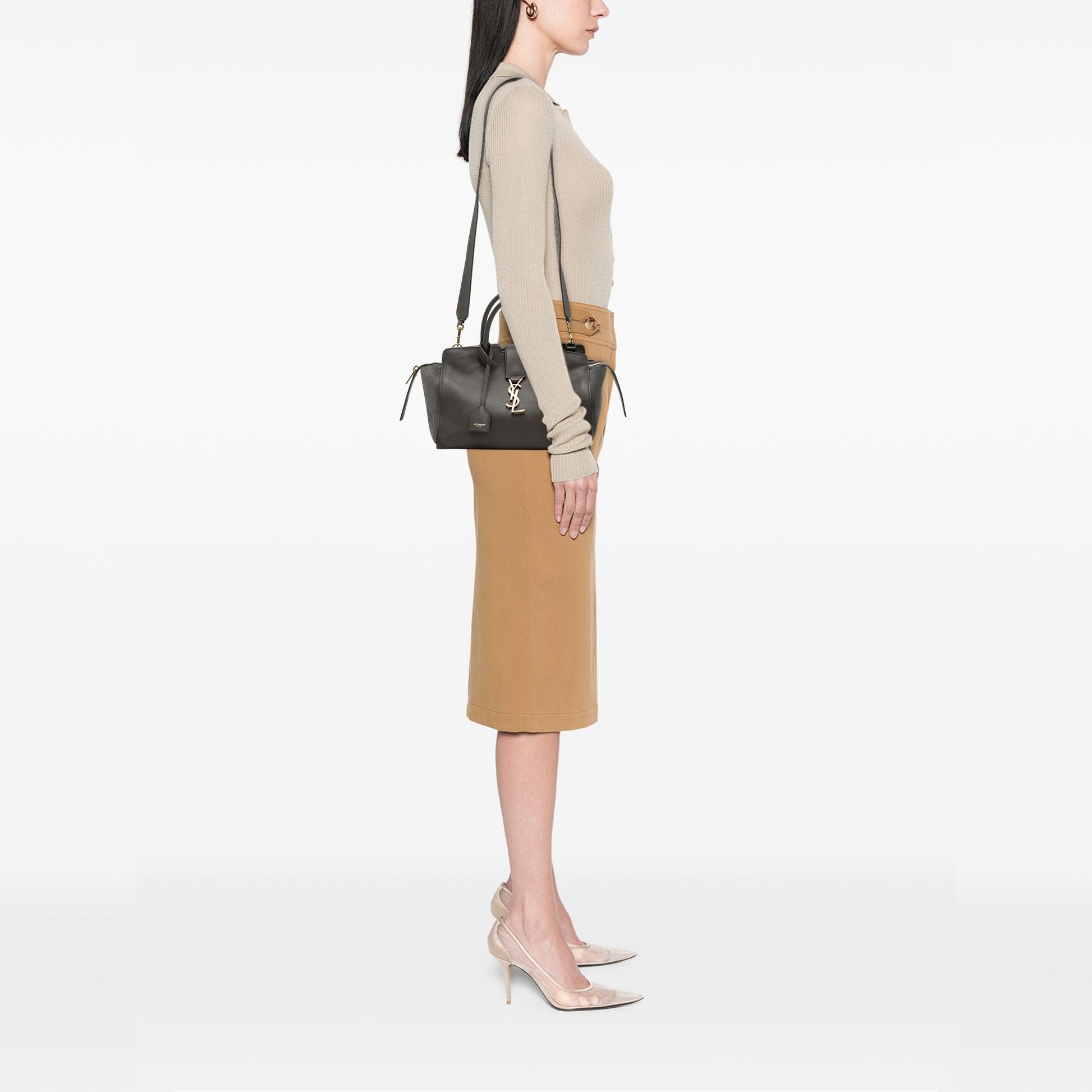Saint Laurent Baby Leather Monogram Downtown Cabas Satchel