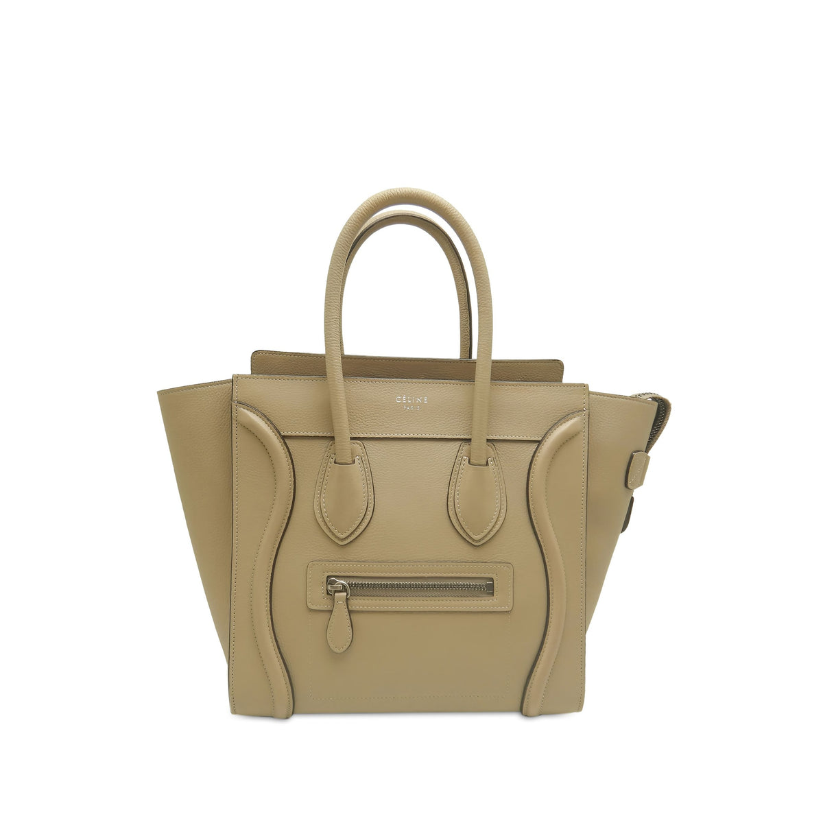 Celine Micro Leather Luggage Tote — Beige