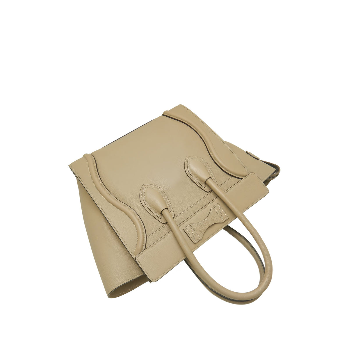 Celine Micro Leather Luggage Tote — Beige