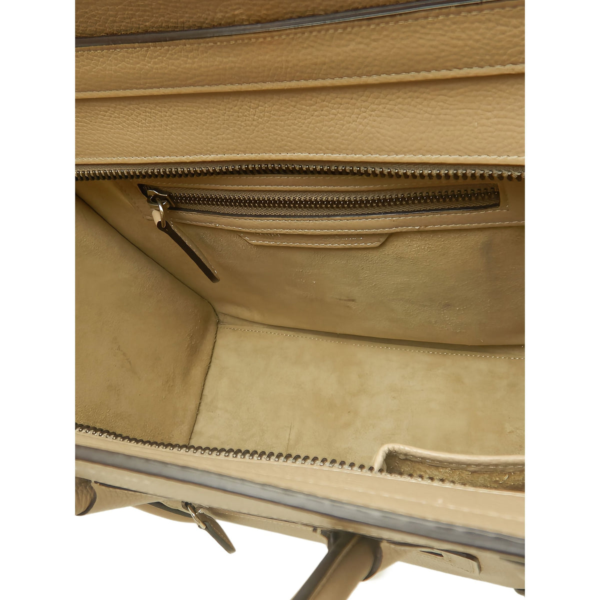 Celine Micro Leather Luggage Tote — Beige