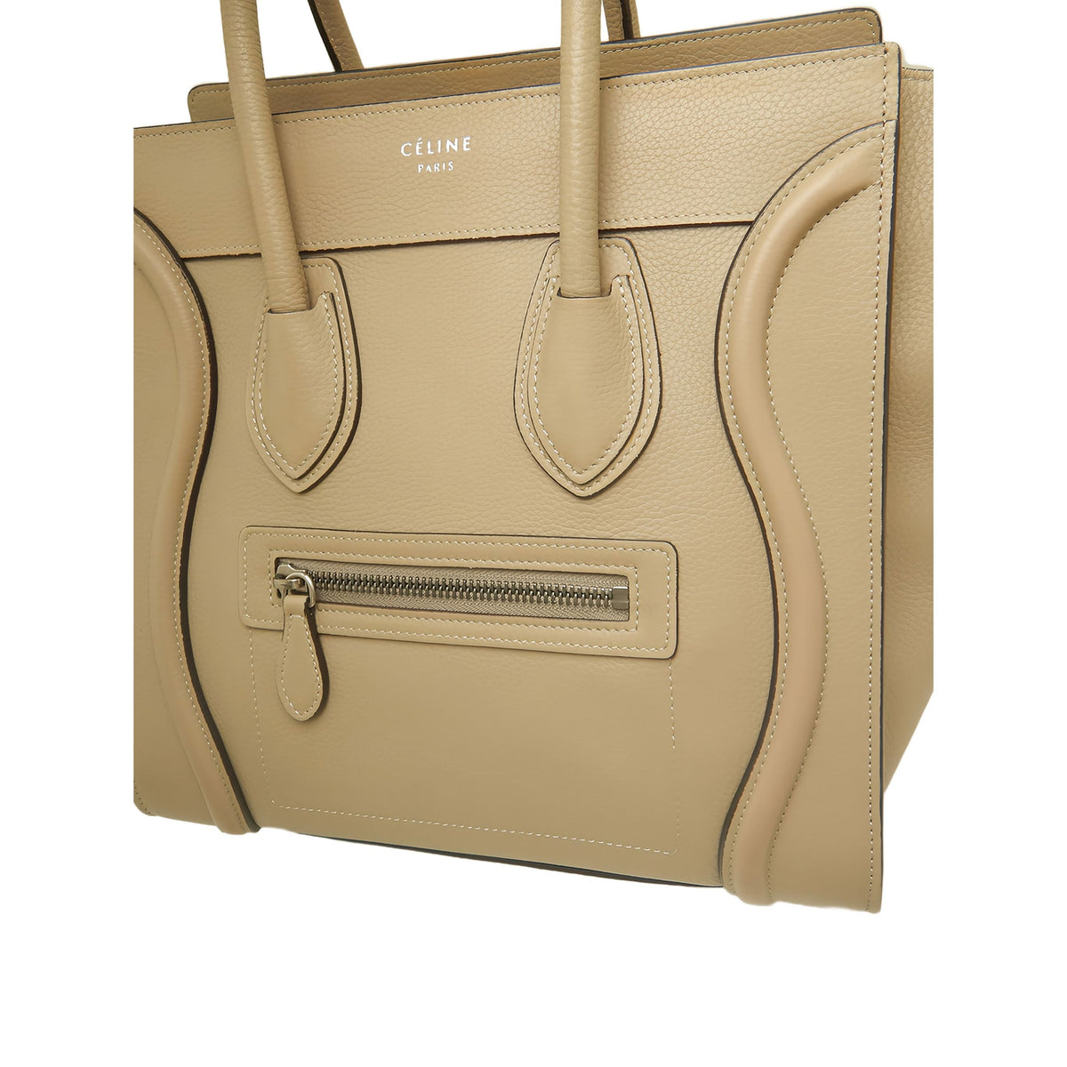 Celine Micro Leather Luggage Tote — Beige