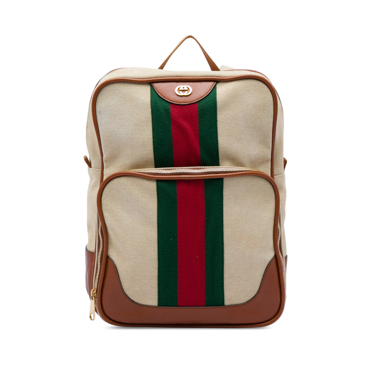Gucci Canvas Web Backpack — Beige