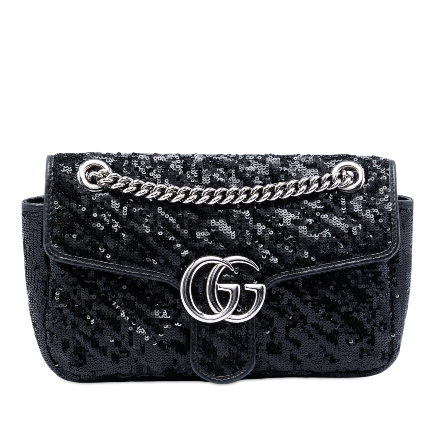 Gucci Medium GG Marmont Matelasse Sequin and Leather Shoulder Bag