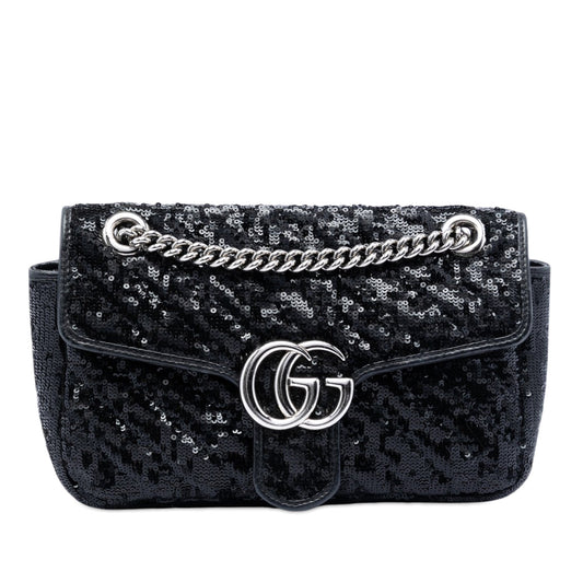 Gucci Medium GG Marmont Matelasse Sequin and Leather Shoulder Bag