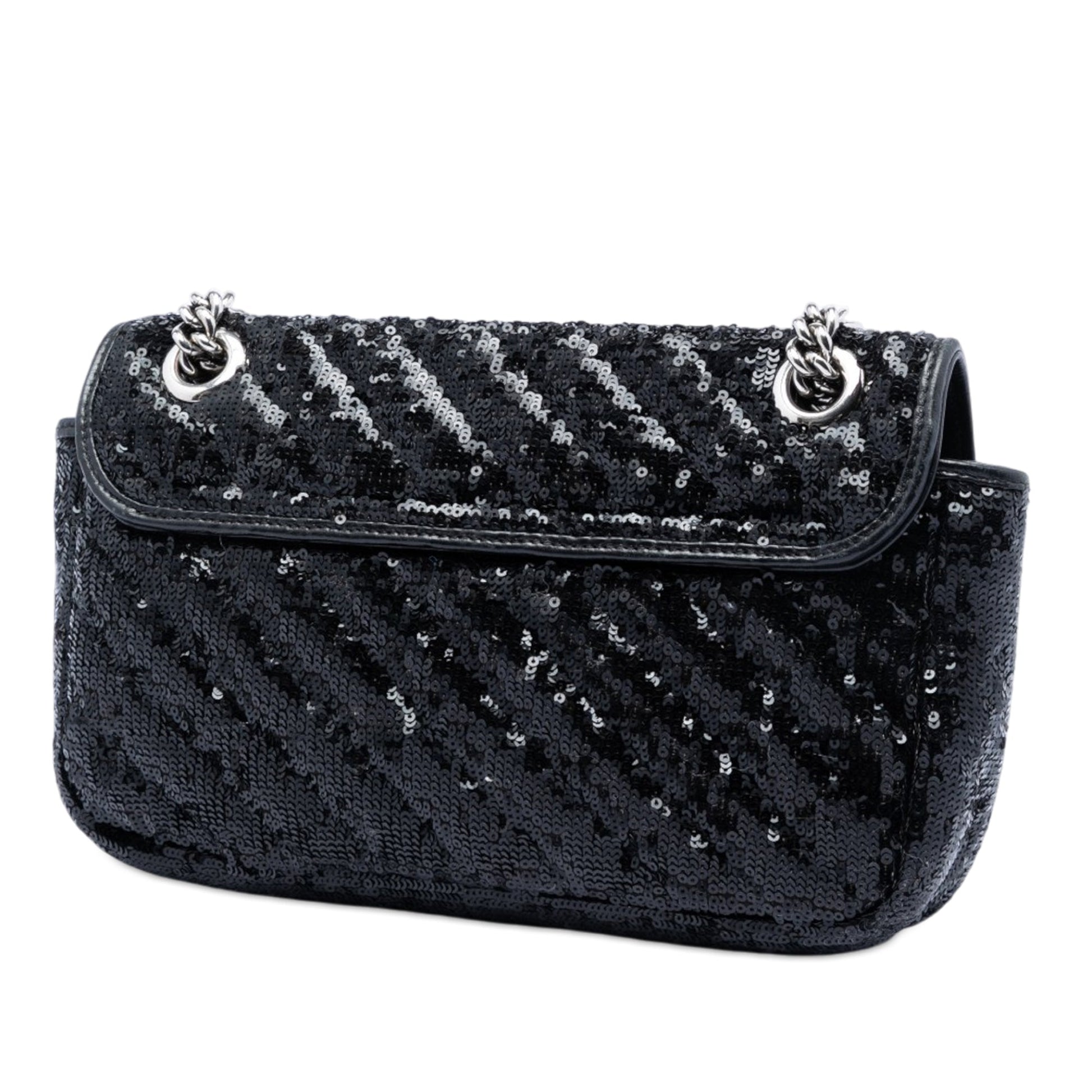Gucci Medium GG Marmont Matelasse Sequin and Leather Shoulder Bag
