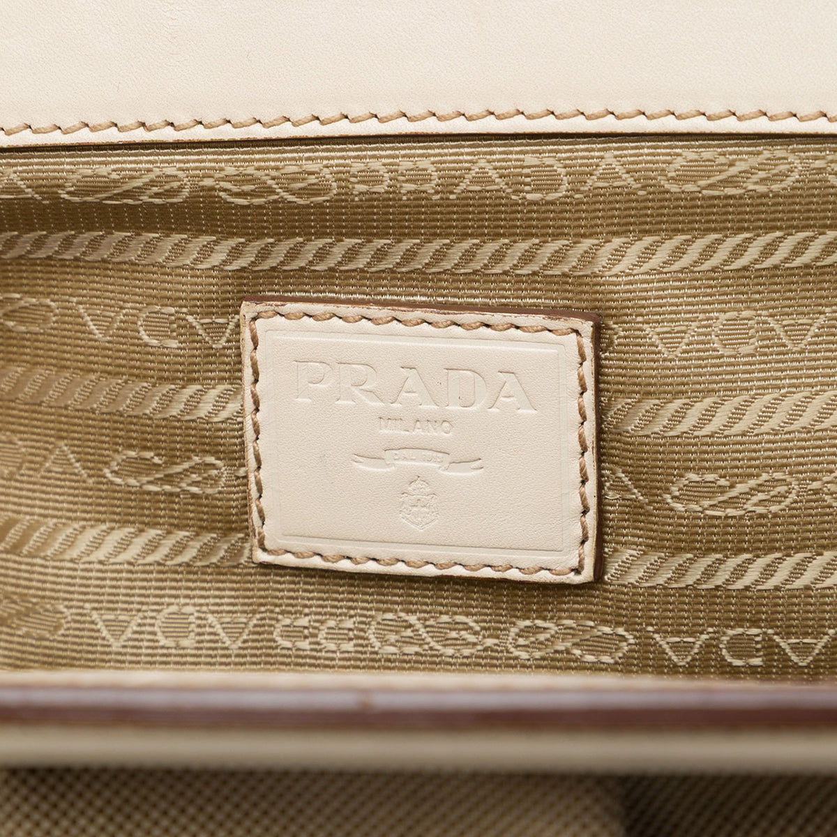 Prada Canvas Canapa Logo Frame Clutch — Beige