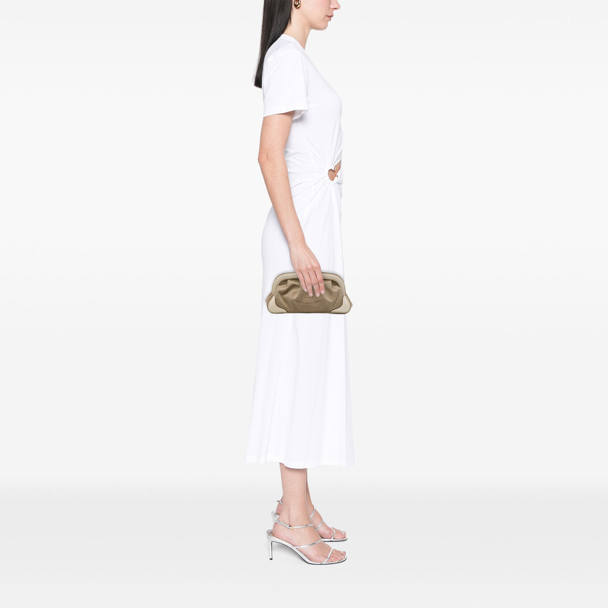 Prada Canvas Canapa Logo Frame Clutch — Beige