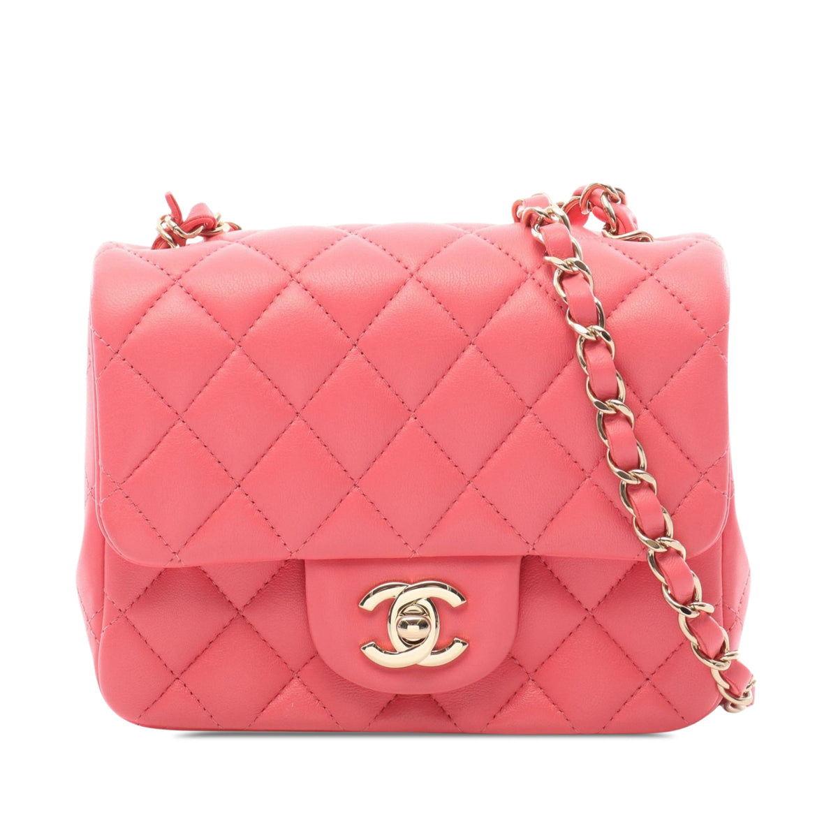 Chanel Mini Square Classic Lambskin Single Flap — Pink