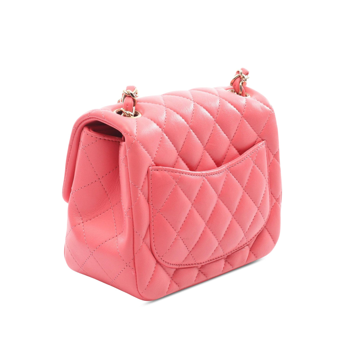 Chanel Mini Square Classic Lambskin Single Flap — Pink