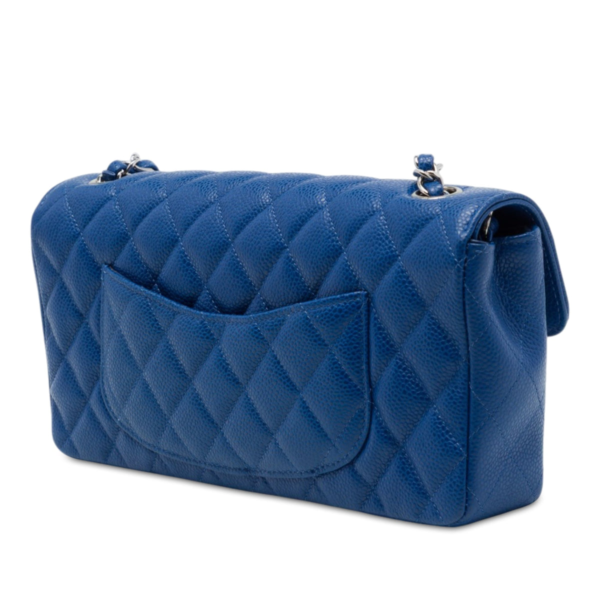 Chanel Classic Caviar East West Single Flap — Blue