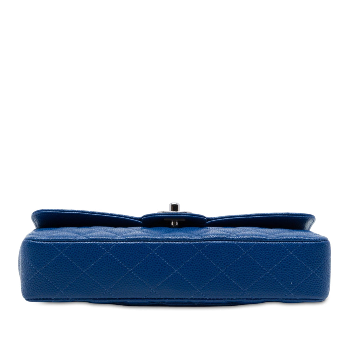 Chanel Classic Caviar East West Single Flap — Blue