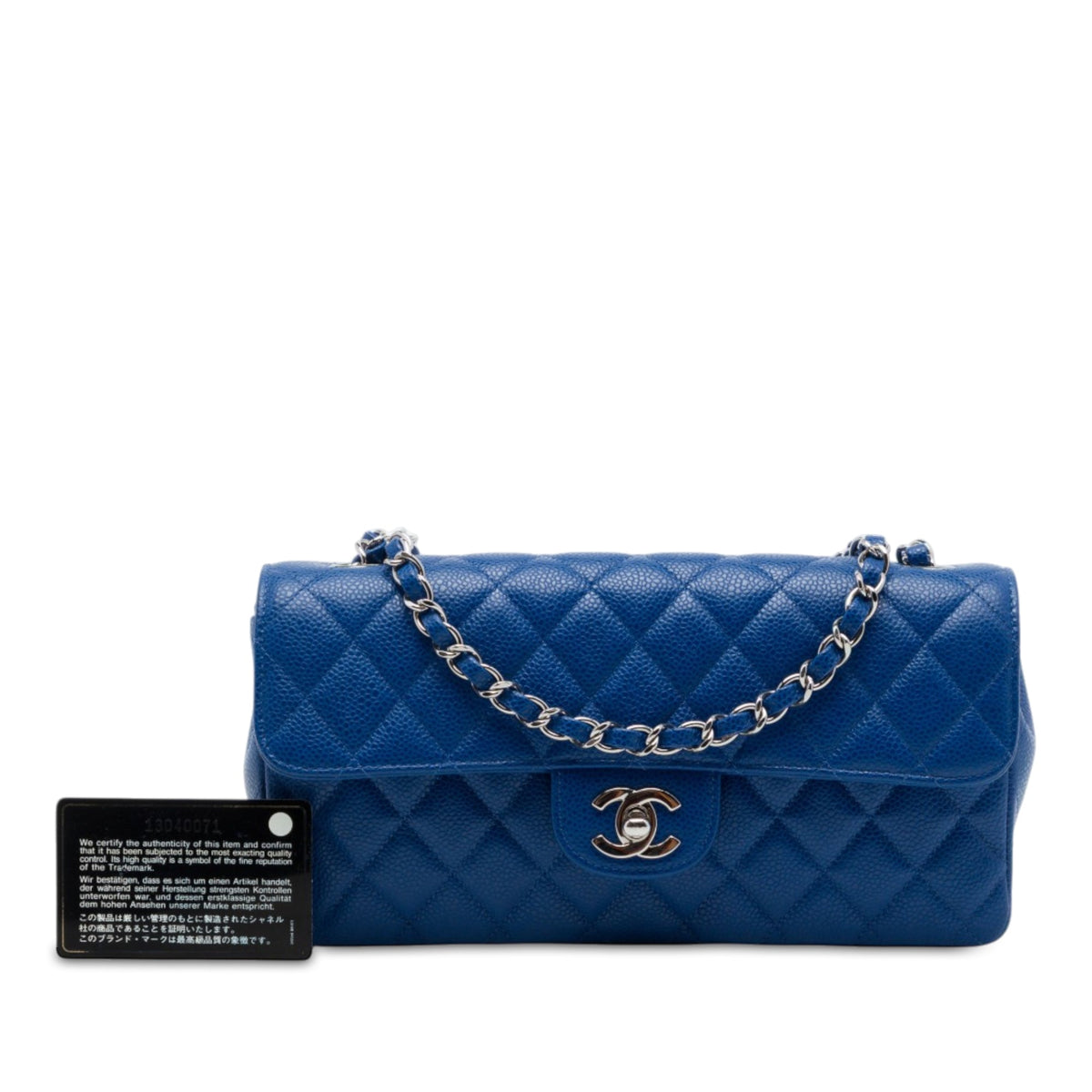 Chanel Classic Caviar East West Single Flap — Blue