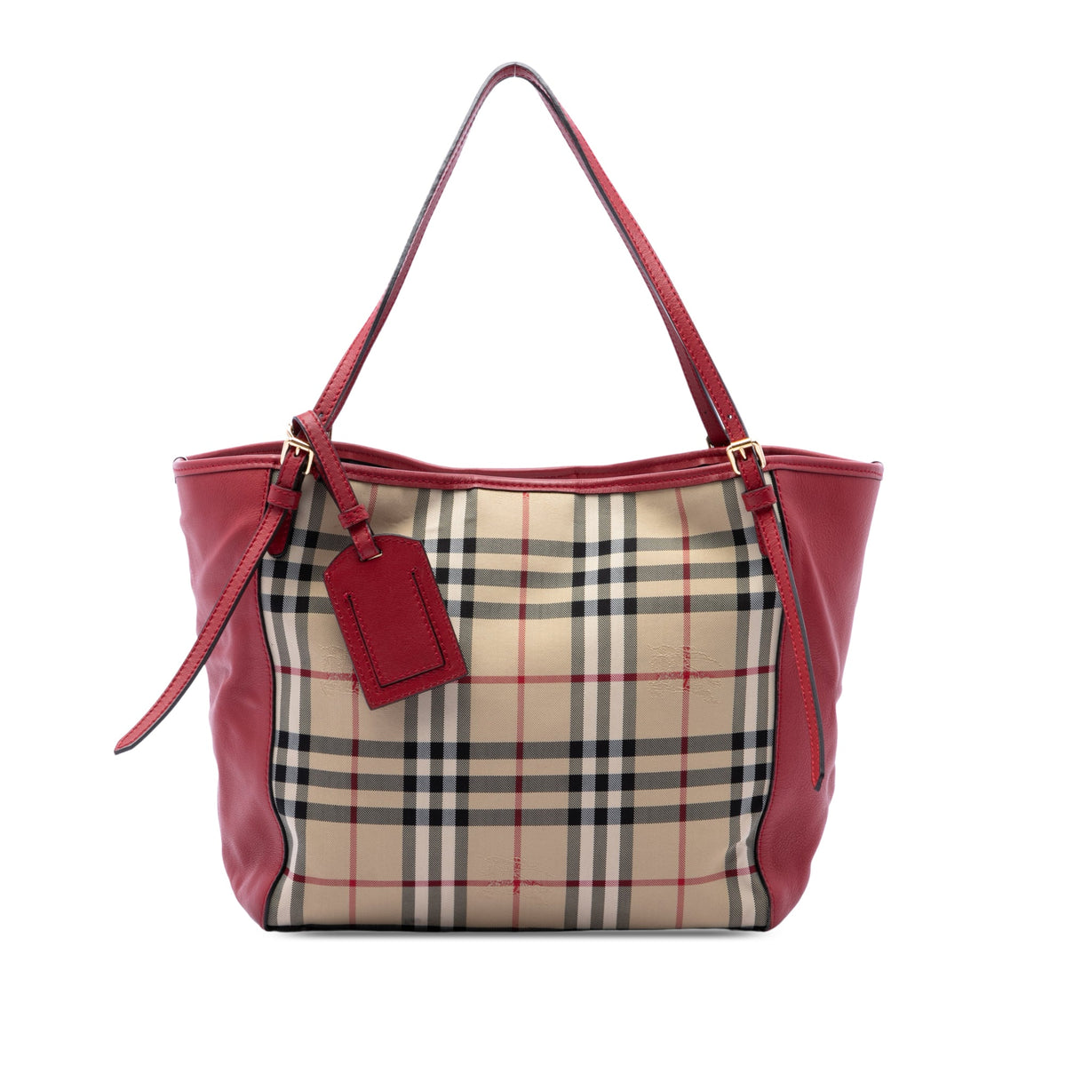 Burberry Small Haymarket Check Nylon and Calfskin Canterbury Tote — Beige