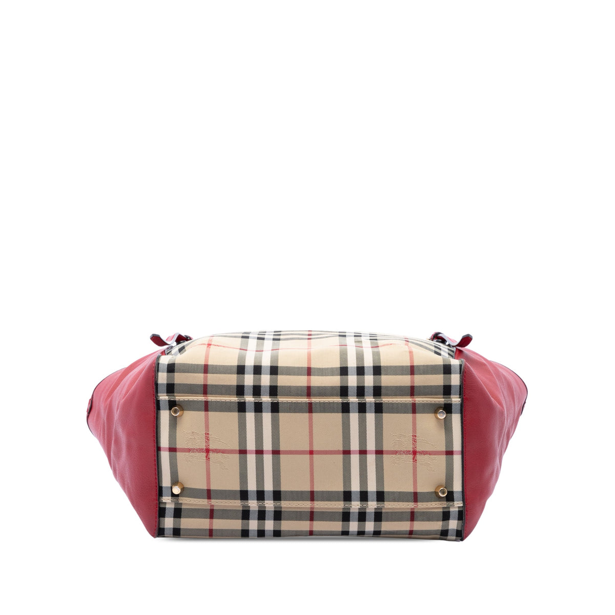 Burberry Small Haymarket Check Nylon and Calfskin Canterbury Tote — Beige