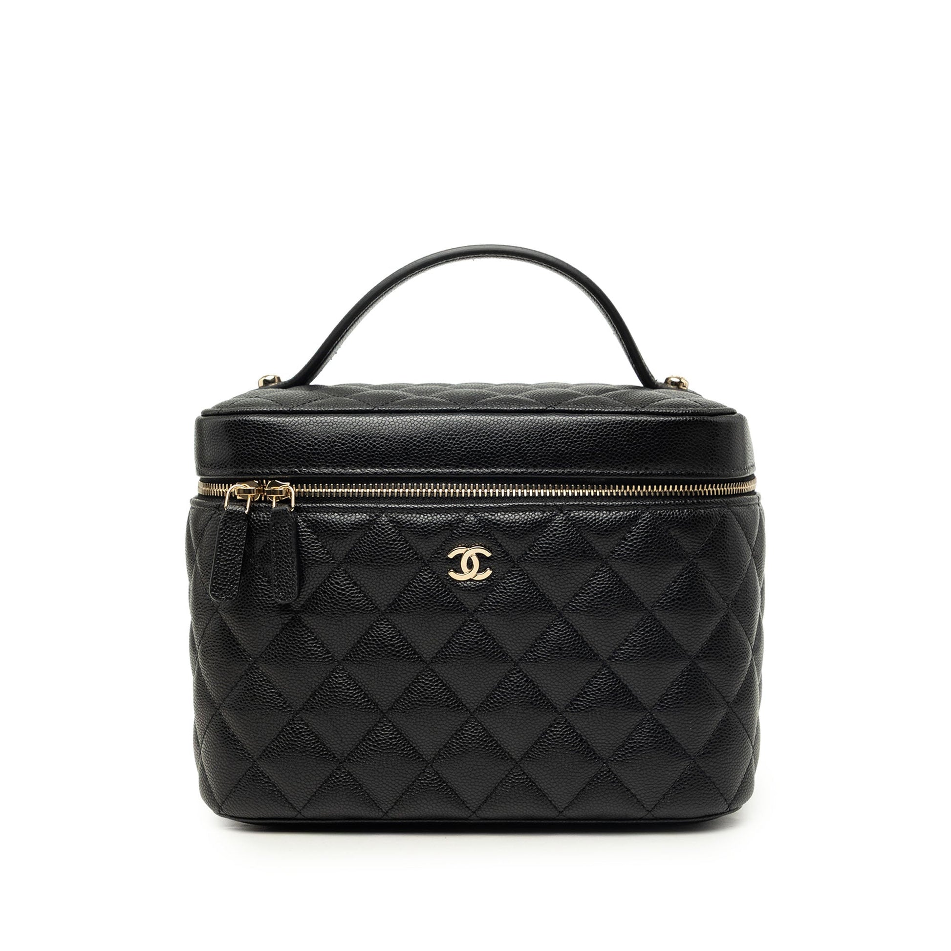 Chanel Medium CC Quilted  Caviar Vanity Case