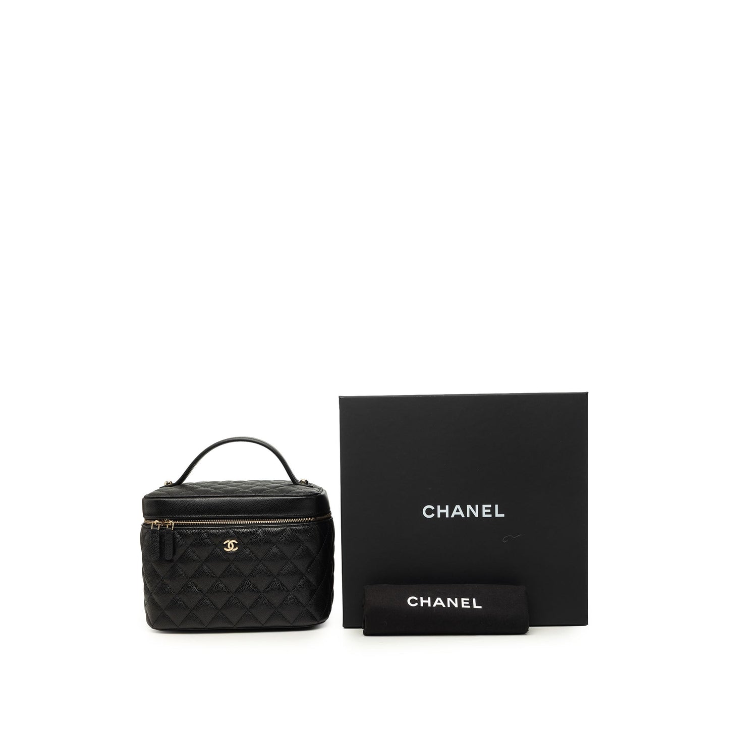 Chanel Medium CC Quilted  Caviar Vanity Case