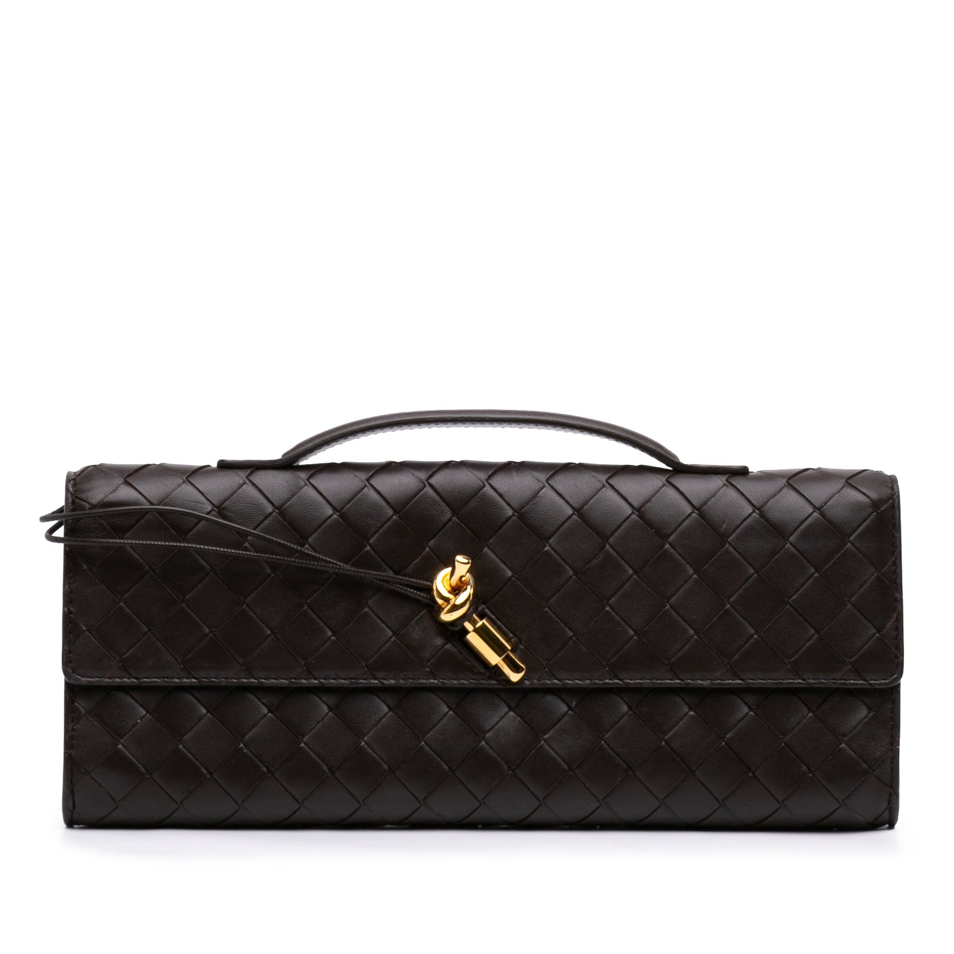 Bottega Veneta Lambskin Intrecciato Andiamo Clutch