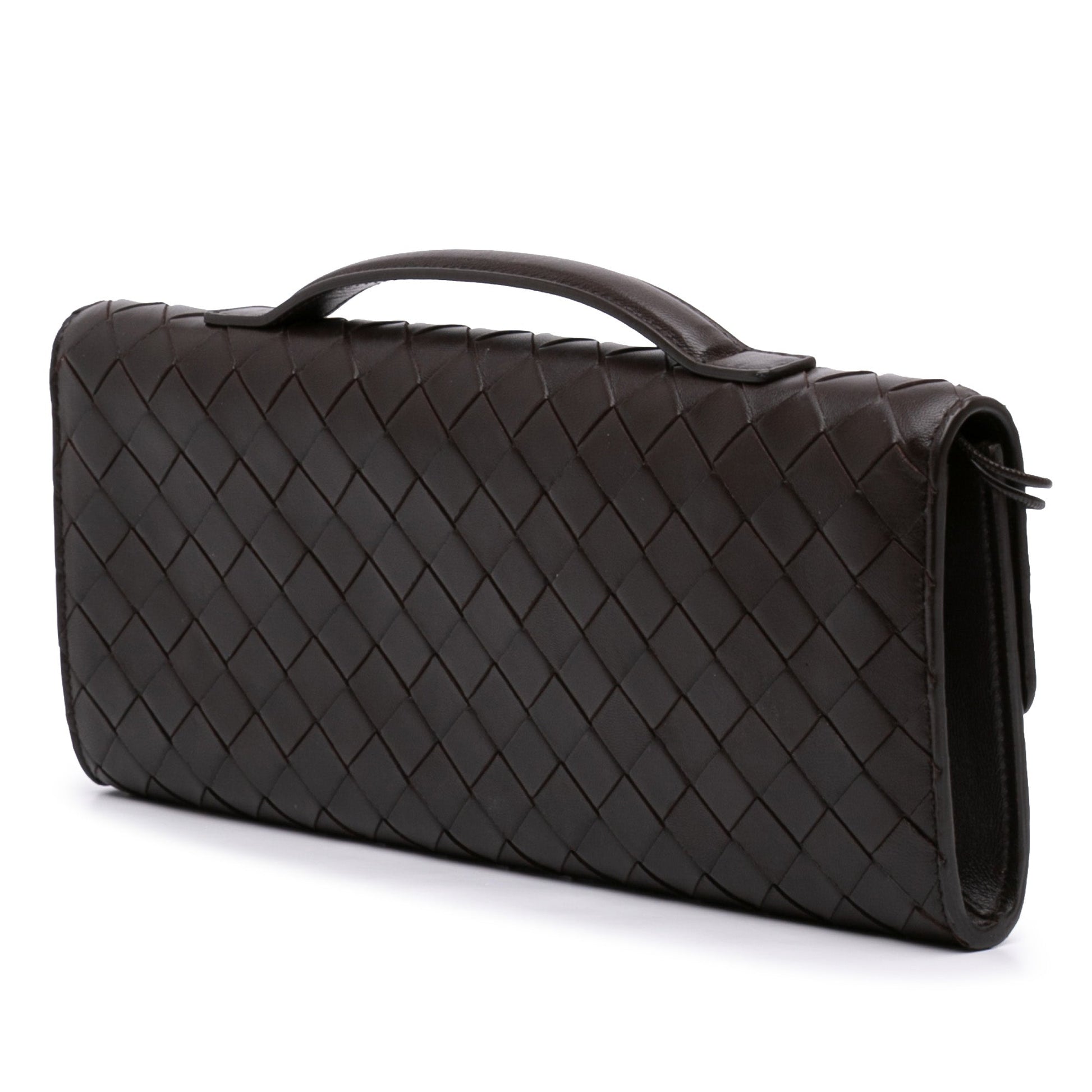 Bottega Veneta Lambskin Intrecciato Andiamo Clutch
