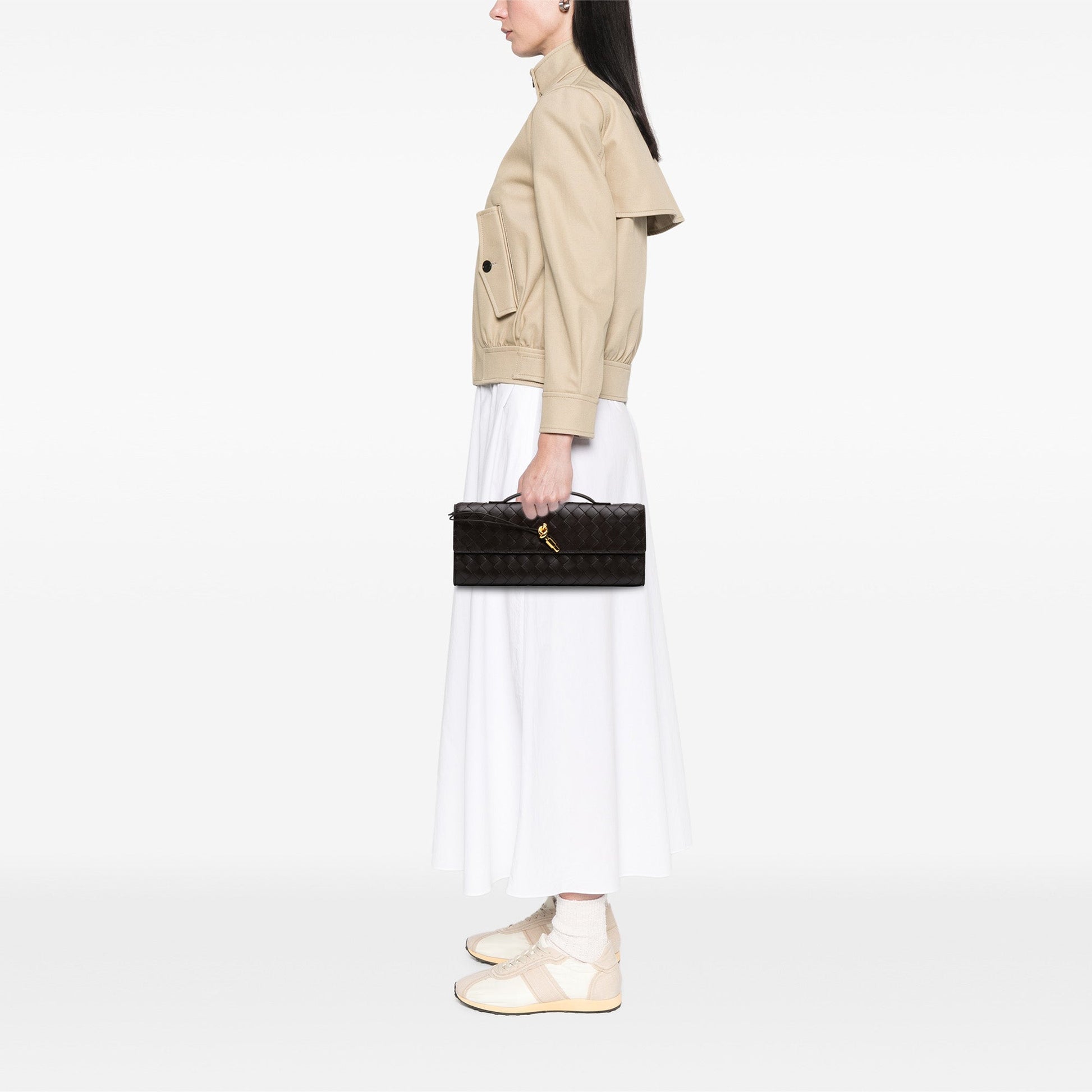 Bottega Veneta Lambskin Intrecciato Andiamo Clutch