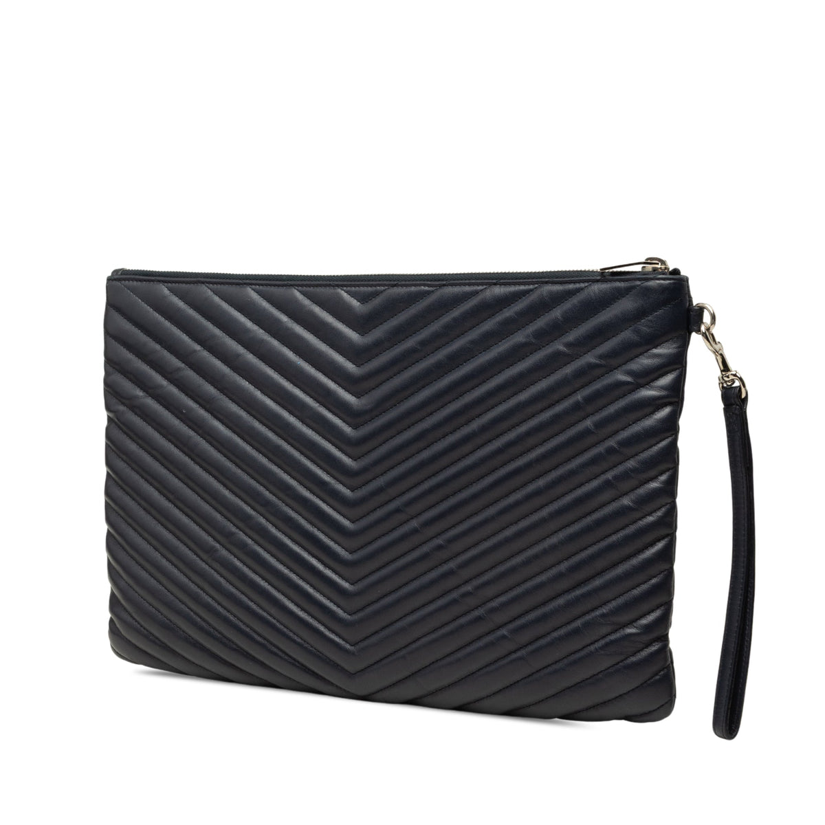 Saint Laurent Leather Chevron Monogram Document Holder