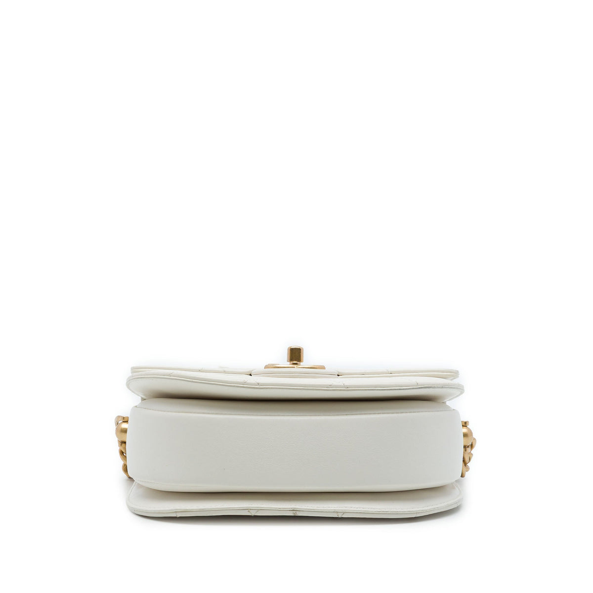 Chanel CC Quilted Calfskin Round Moon Messenger Flap — White
