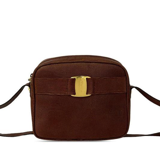 Ferragamo Lizard Embossed Leather Vara Crossbody