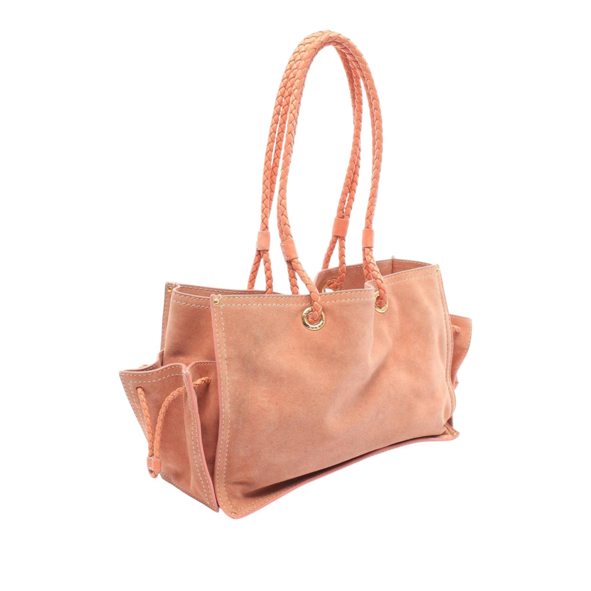 LOEWE Suede Crown Logo Shopper Tote — Pink