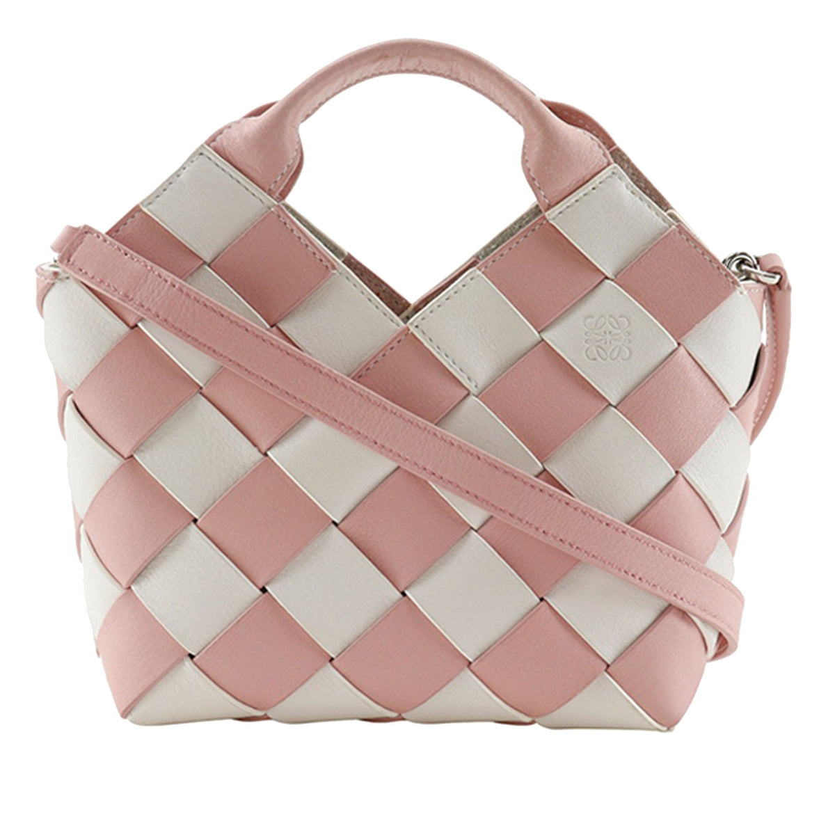 LOEWE Mini Woven Calfskin Gingham Surplus Basket Bag