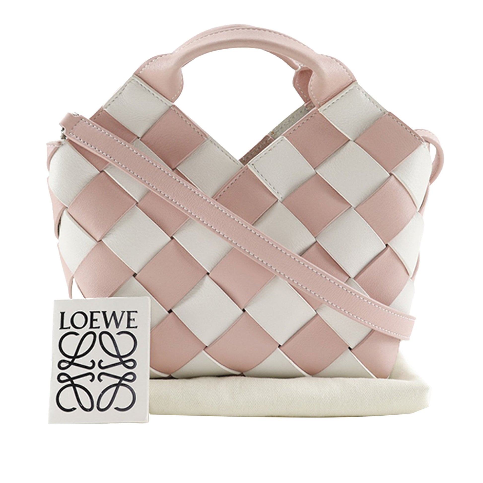 Mini Woven Calfskin Gingham Surplus Basket Bag
