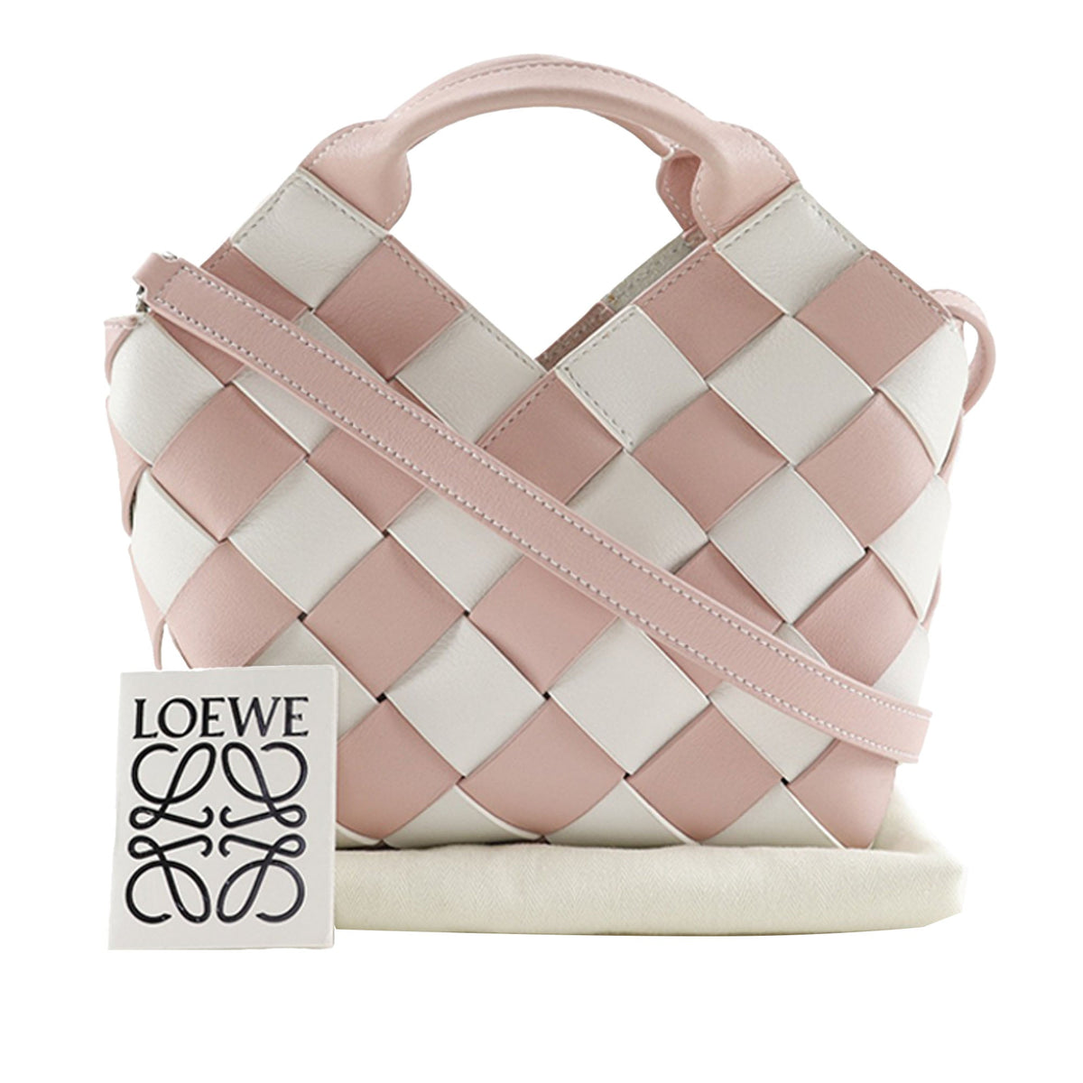 LOEWE Mini Woven Calfskin Gingham Surplus Basket Bag