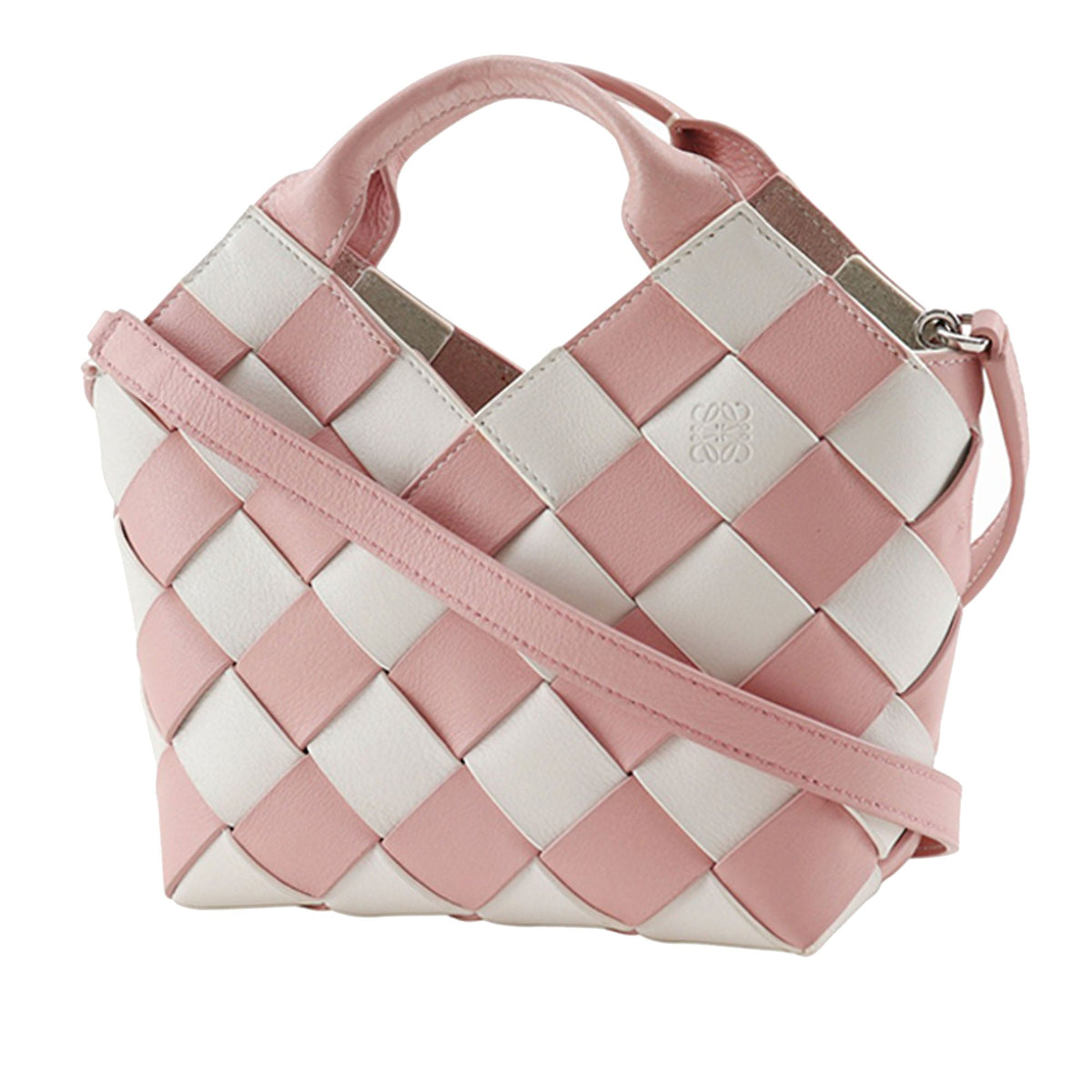 LOEWE Mini Woven Calfskin Gingham Surplus Basket Bag