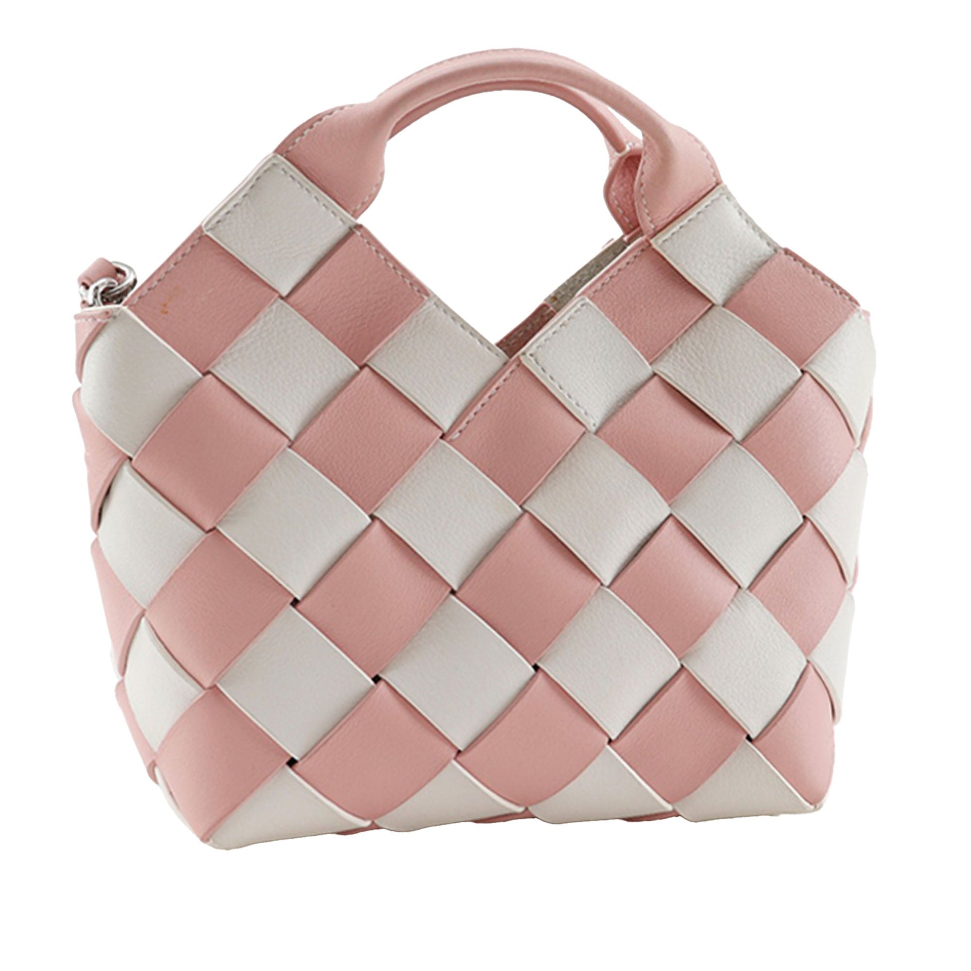 Mini Woven Calfskin Gingham Surplus Basket Bag